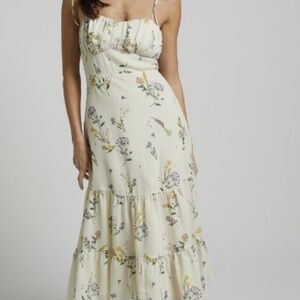 Showpo Monaco Floral Cream Midi Dress